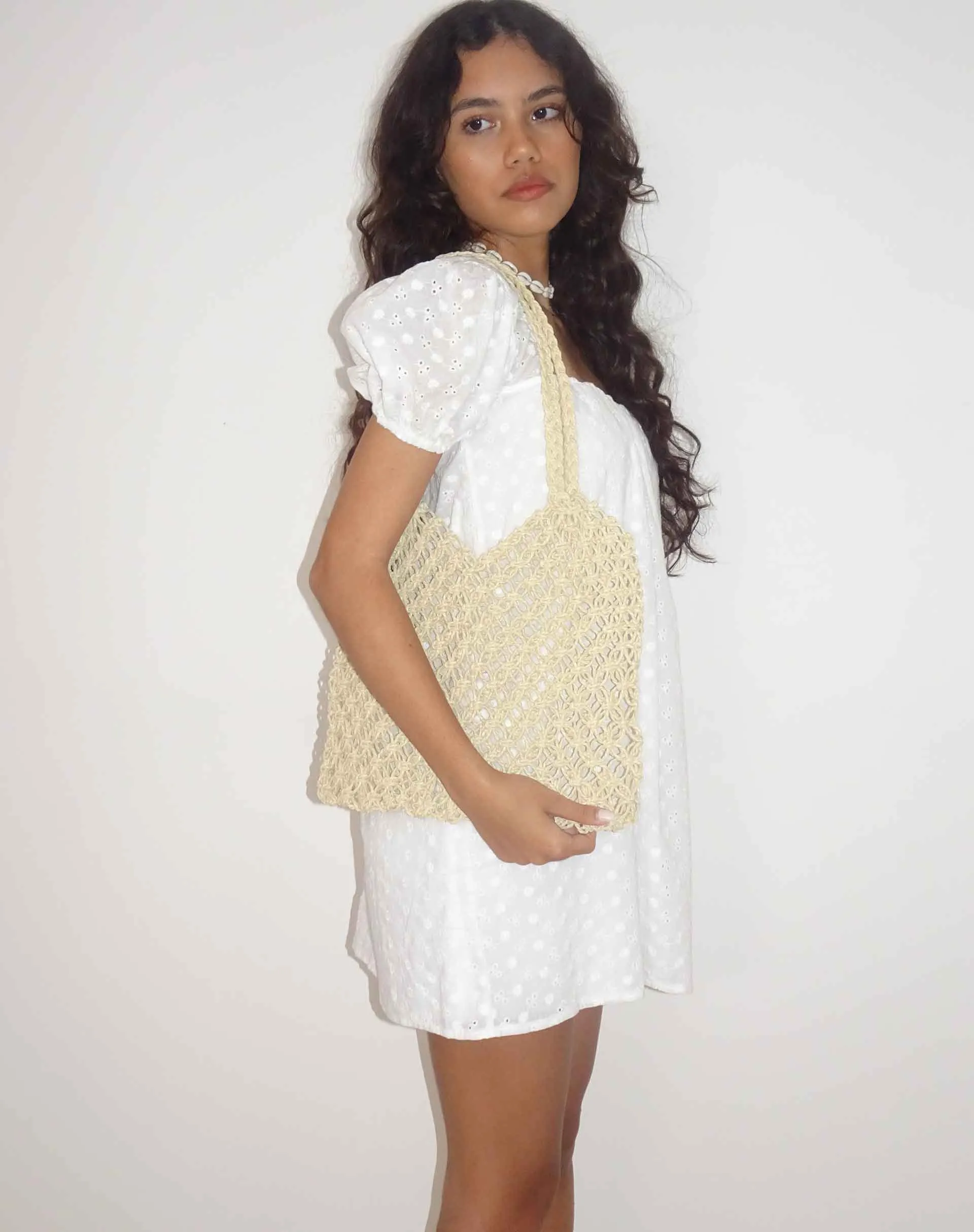 Karnavi Macrame Bag in Ivory sold by Motel Rocks product image thumbnail 3