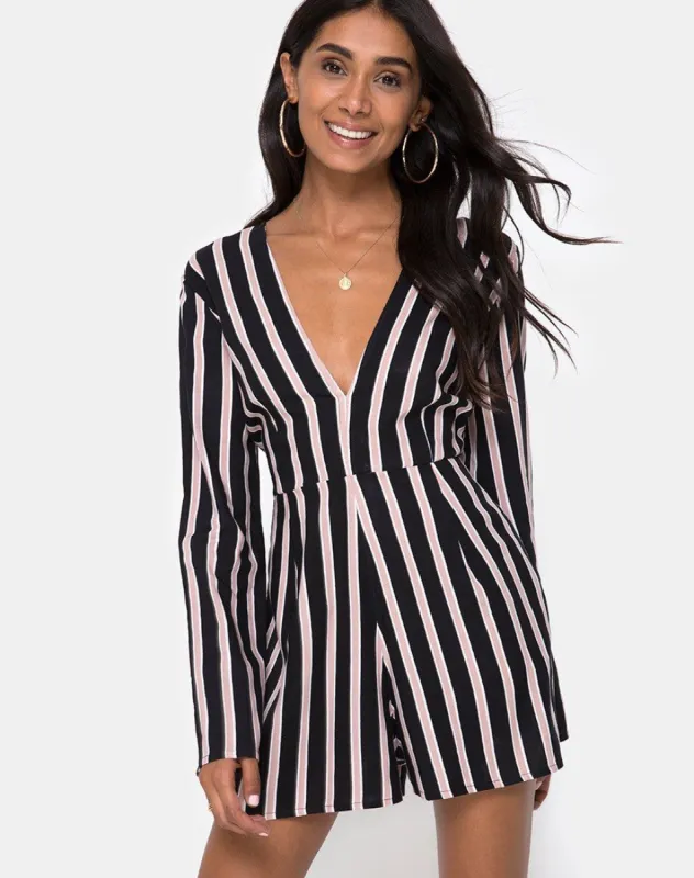 Moran Jumpsuit in Formal Stripe sold by Motel Rocks