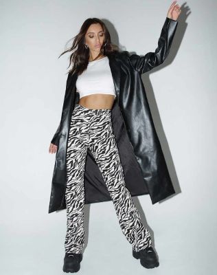 Zoven Trouser in 90's Zebra Black and White sold by Motel Rocks