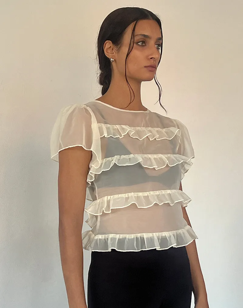 Amarissa Ruffle Top in Ivory Chiffon sold by Motel Rocks product image thumbnail 3