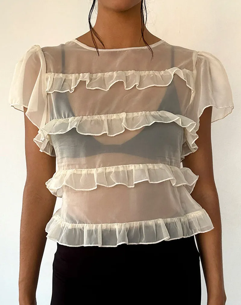 Amarissa Ruffle Top in Ivory Chiffon sold by Motel Rocks product image thumbnail 2