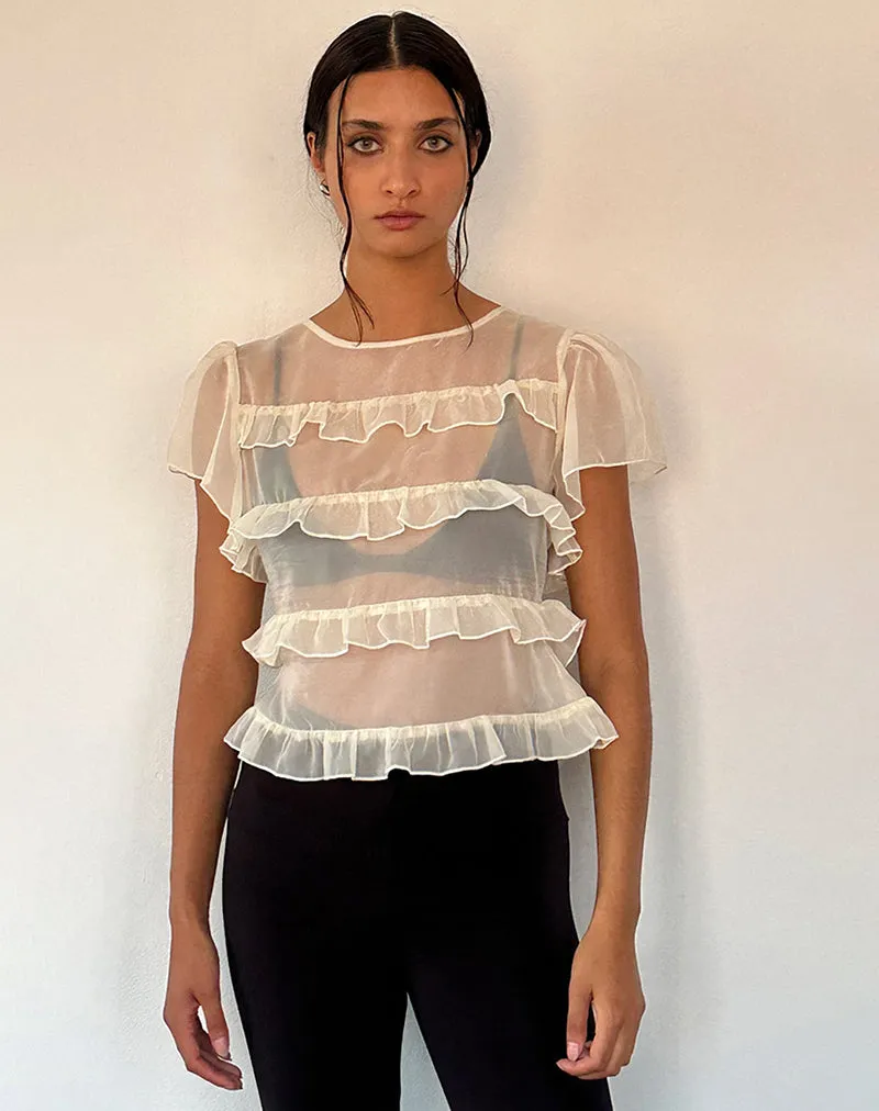 Amarissa Ruffle Top in Ivory Chiffon sold by Motel Rocks product image thumbnail 4