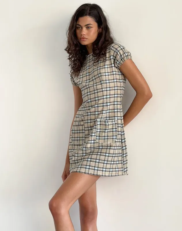 Gingka Mini Dress in Pastel Blue Tartan sold by Motel Rocks