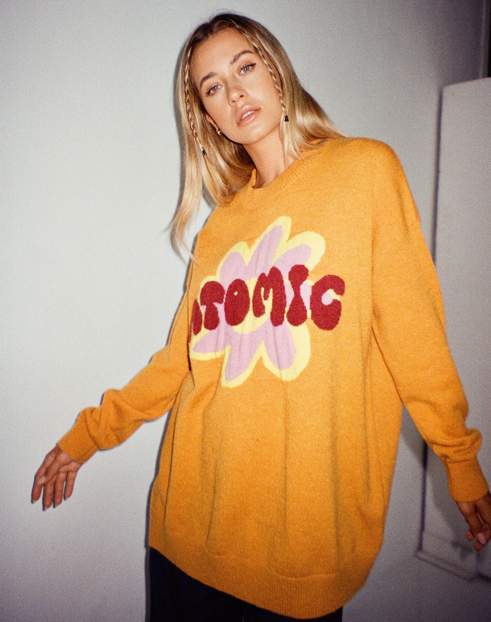 Lulees Jumper in Orange Atomic sold by Motel Rocks