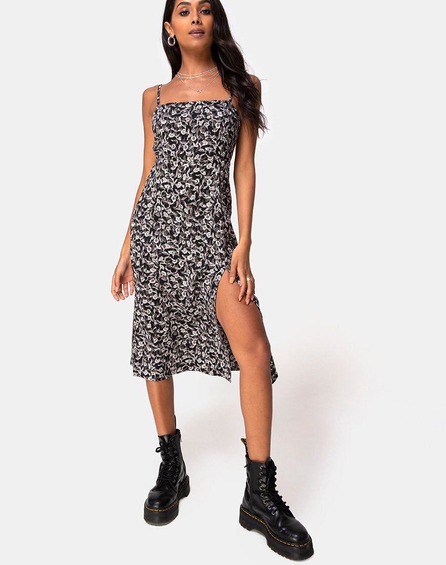 Kaoya Midi Dress in Wild Tulip Black sold by Motel Rocks product image thumbnail 3