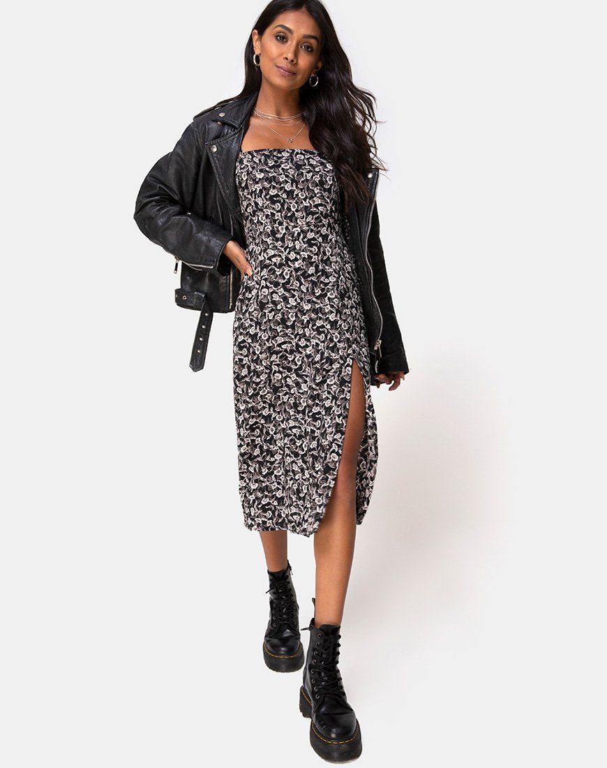 Kaoya Midi Dress in Wild Tulip Black sold by Motel Rocks product image thumbnail 2