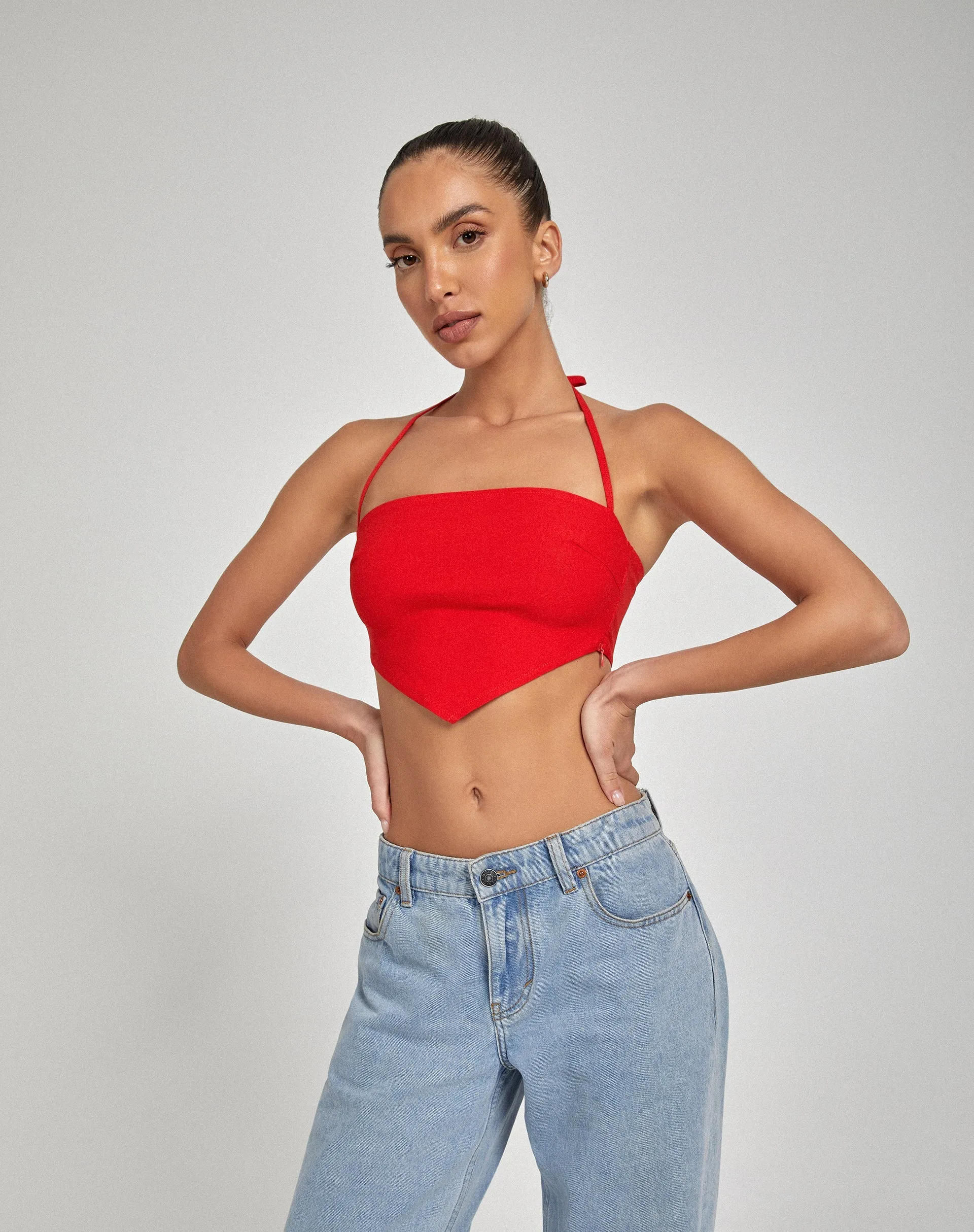 Taina Crop Top in Tailoring Red sold by Motel Rocks product image thumbnail 4