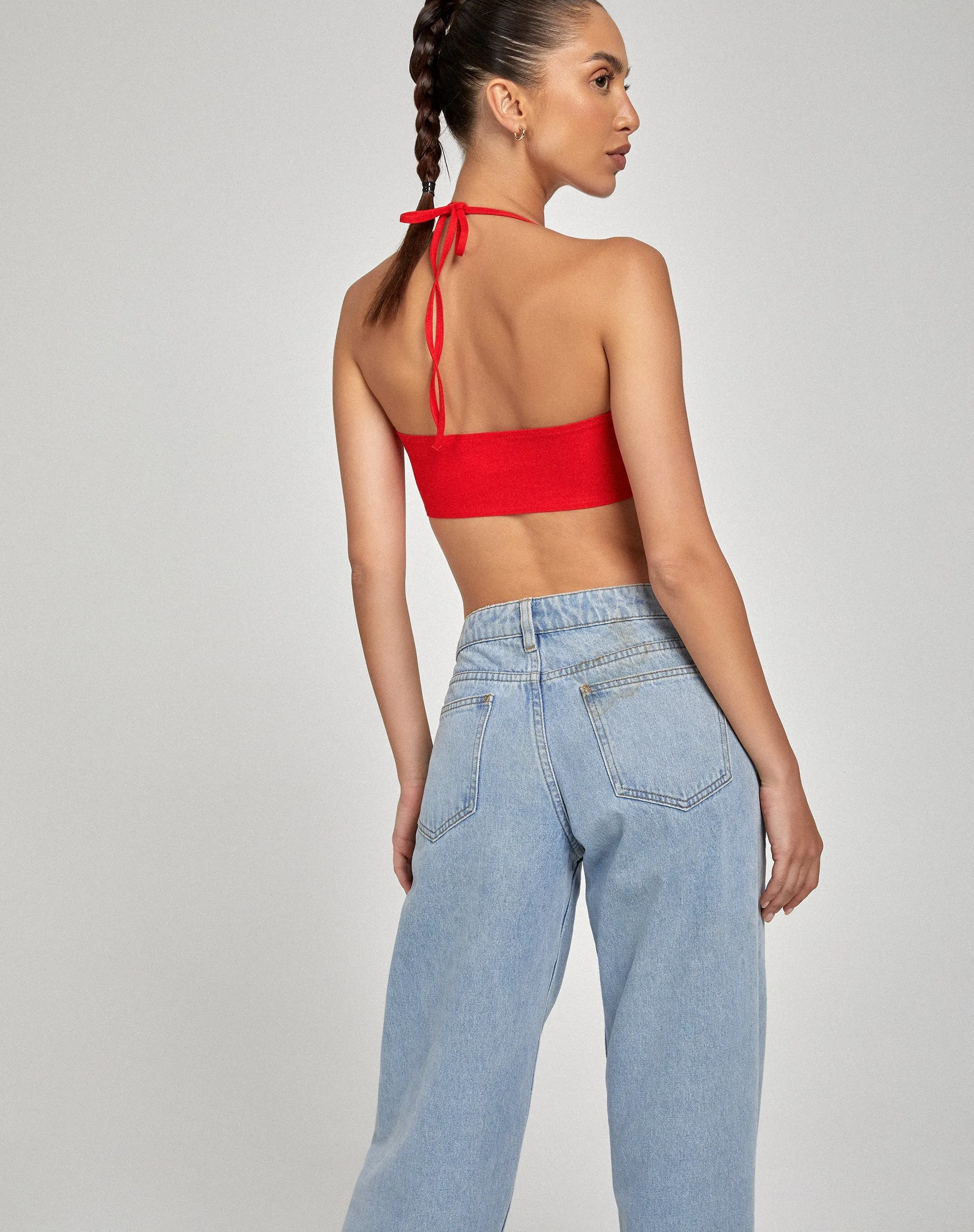 Taina Crop Top in Tailoring Red sold by Motel Rocks product image thumbnail 3