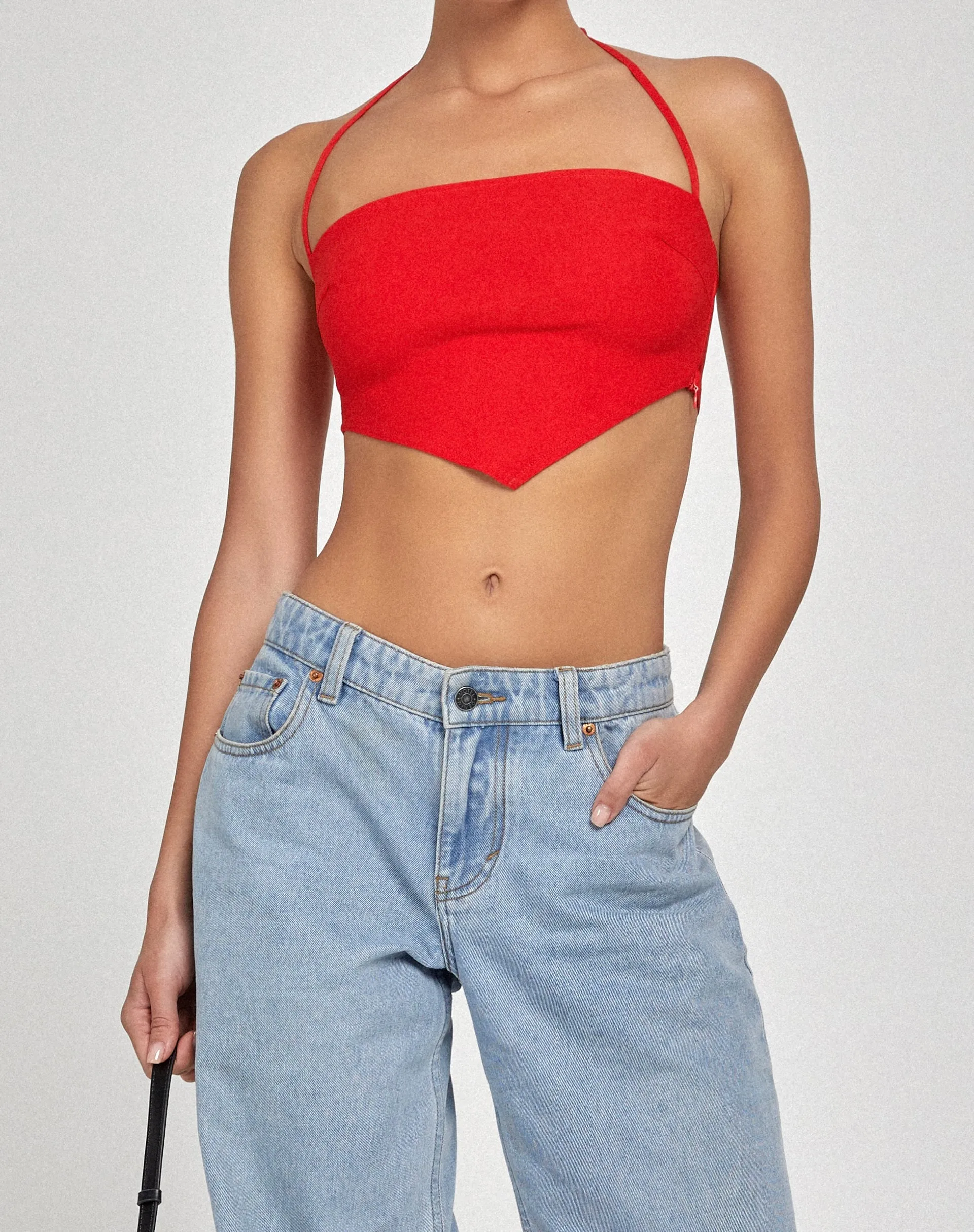 Taina Crop Top in Tailoring Red sold by Motel Rocks product image thumbnail 2