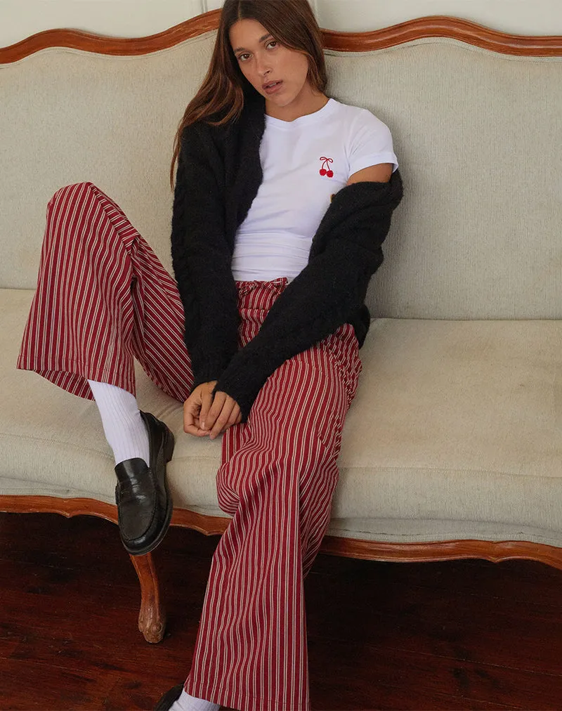 Sutin Tee in White with Red Cherry Embroidery sold by Motel Rocks product image thumbnail 2