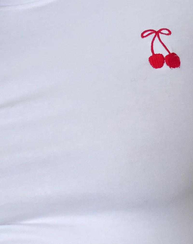 Sutin Tee in White with Red Cherry Embroidery sold by Motel Rocks product image thumbnail 5
