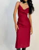 Palasha Midi Dress in Satin Red sold by Motel Rocks