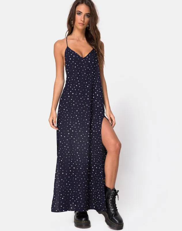 Hime Dress in Starstruck Navy sold by Motel Rocks