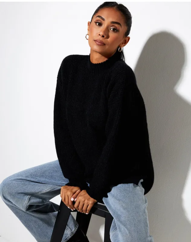Bondy Jumper in Knit Black sold by Motel Rocks