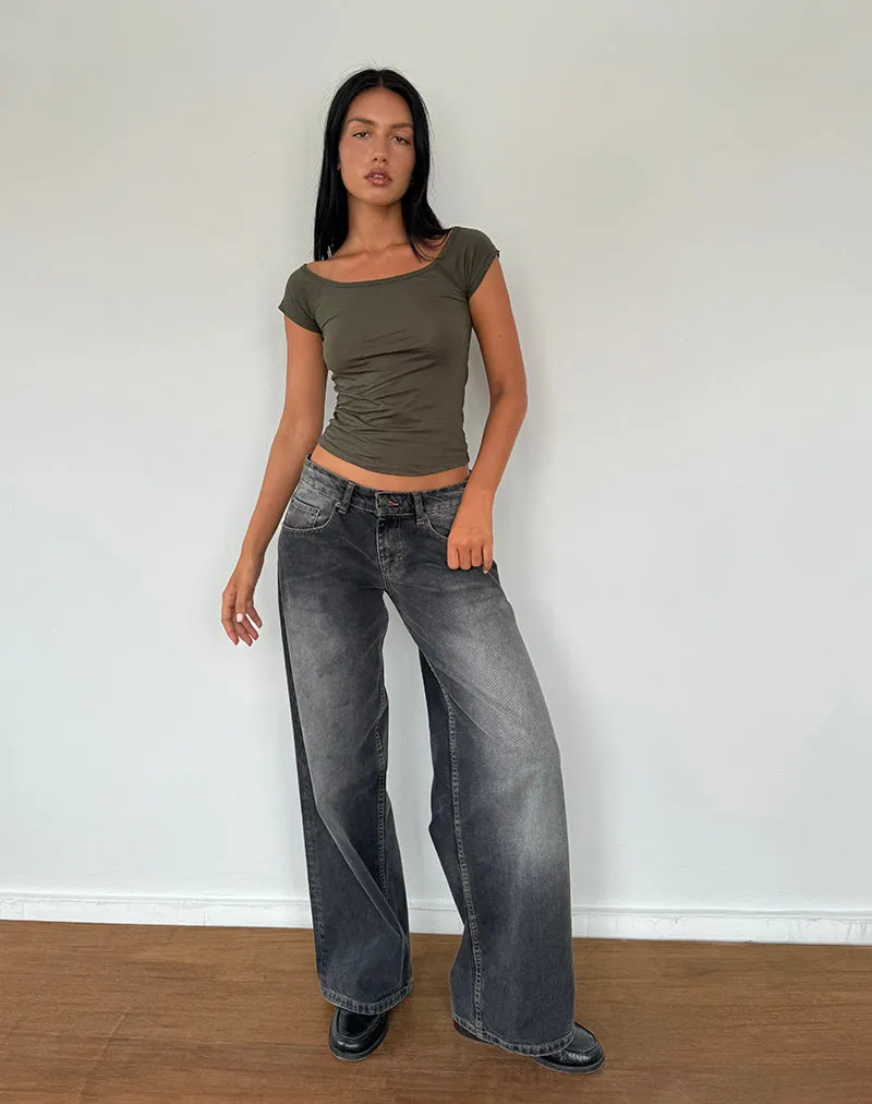 Charya Off The Shoulder Top in Olive sold by Motel Rocks product image thumbnail 3