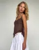 Carmeline Longline Cami Top in Shimmer Brown sold by Motel Rocks
