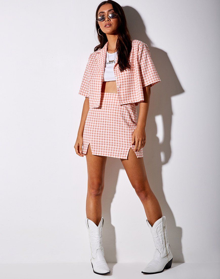 Hadys Shirt in Pink Check sold by Motel Rocks