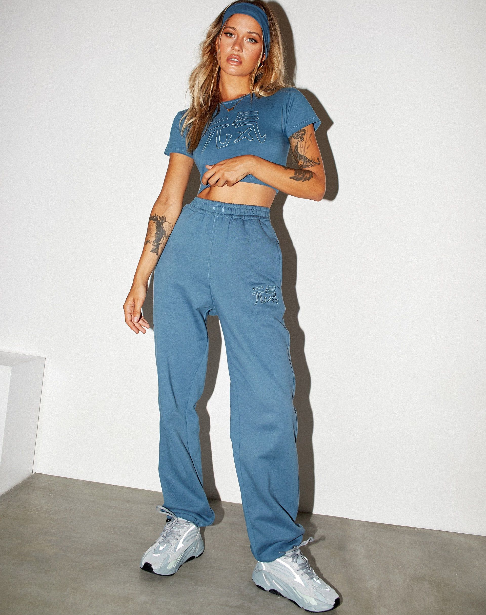 Tindy Crop Top in Mineral Blue Japanese 'Spirit' Embro sold by Motel Rocks product image thumbnail 4