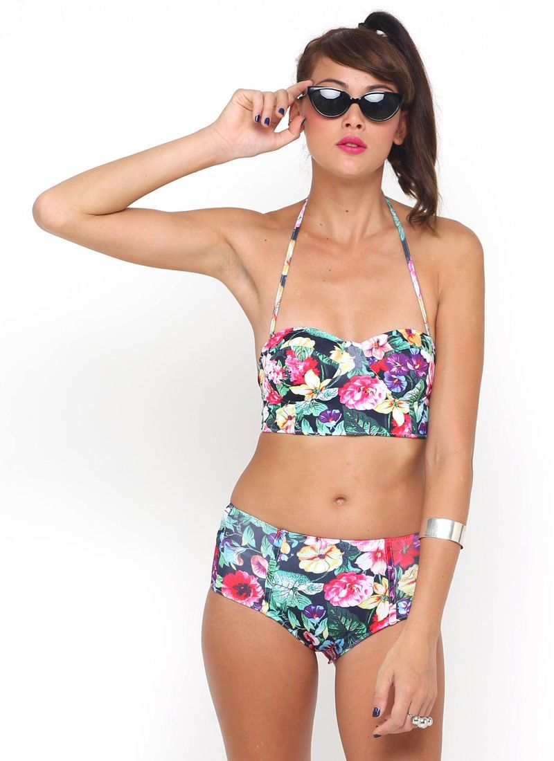 Longline Bikini Top in Cottage Garden sold by Motel Rocks product image thumbnail 3