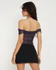 Nabil Bardot Crop Top in Mesh Navy sold by Motel Rocks