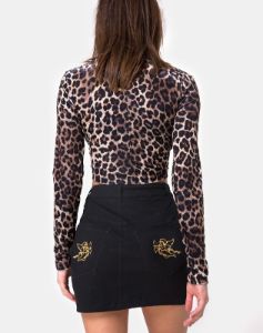 Mini Broomy Skirt in Black with Cherub Embro sold by Motel Rocks