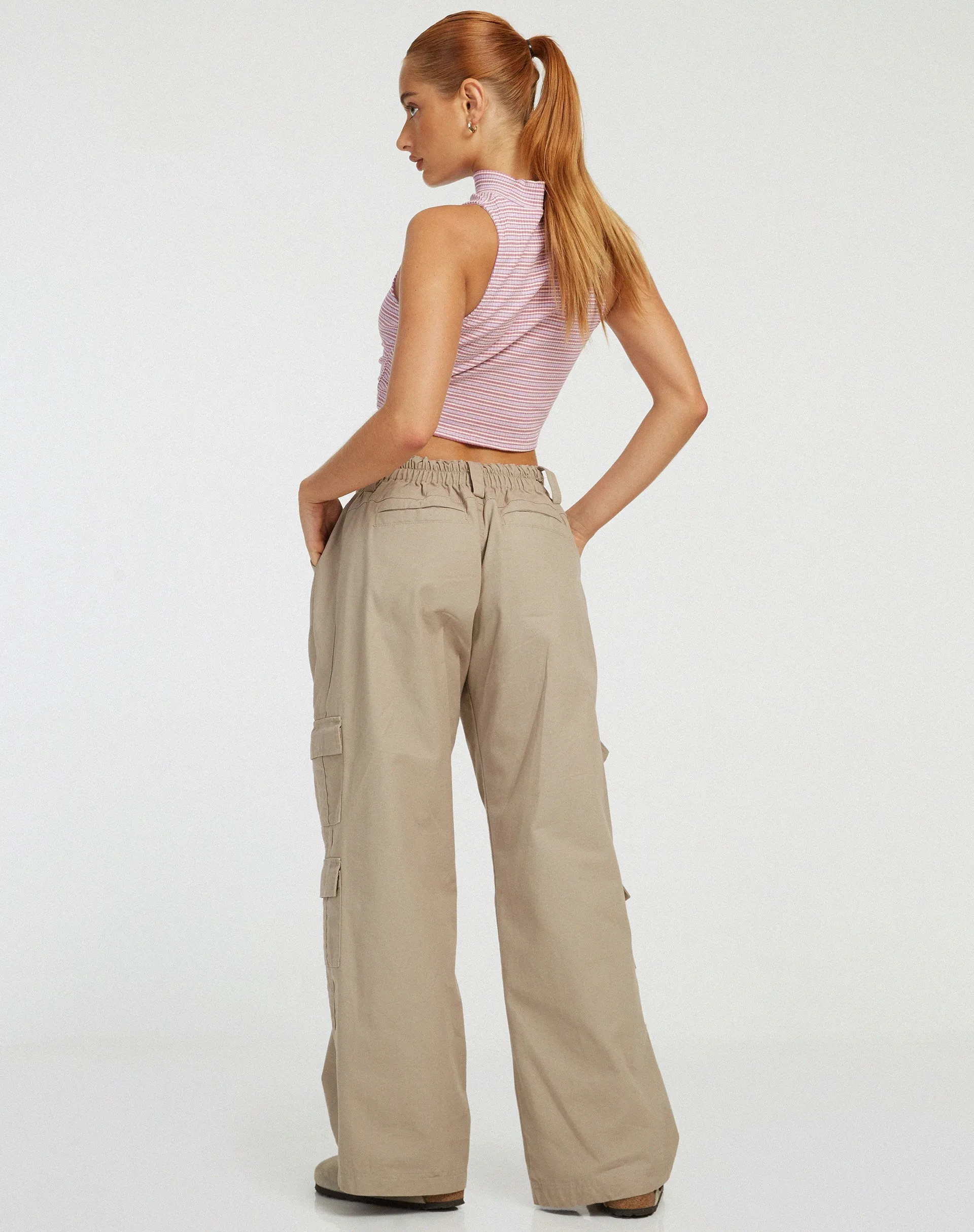 Azura Crop Top in Stripe Rib Purple and Brown sold by Motel Rocks product image thumbnail 4