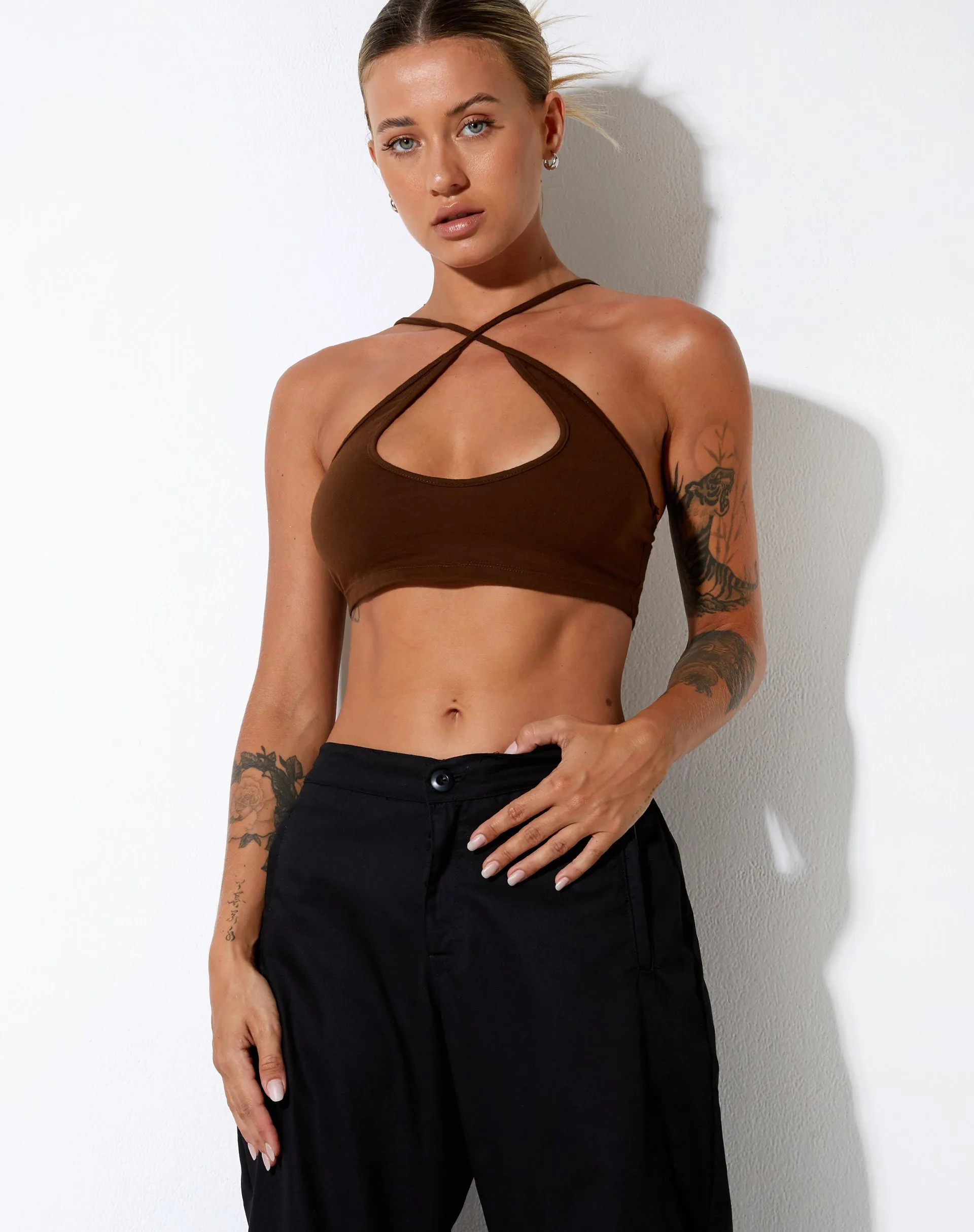 Intan Crop Top in Cocoa sold by Motel Rocks product image thumbnail 5