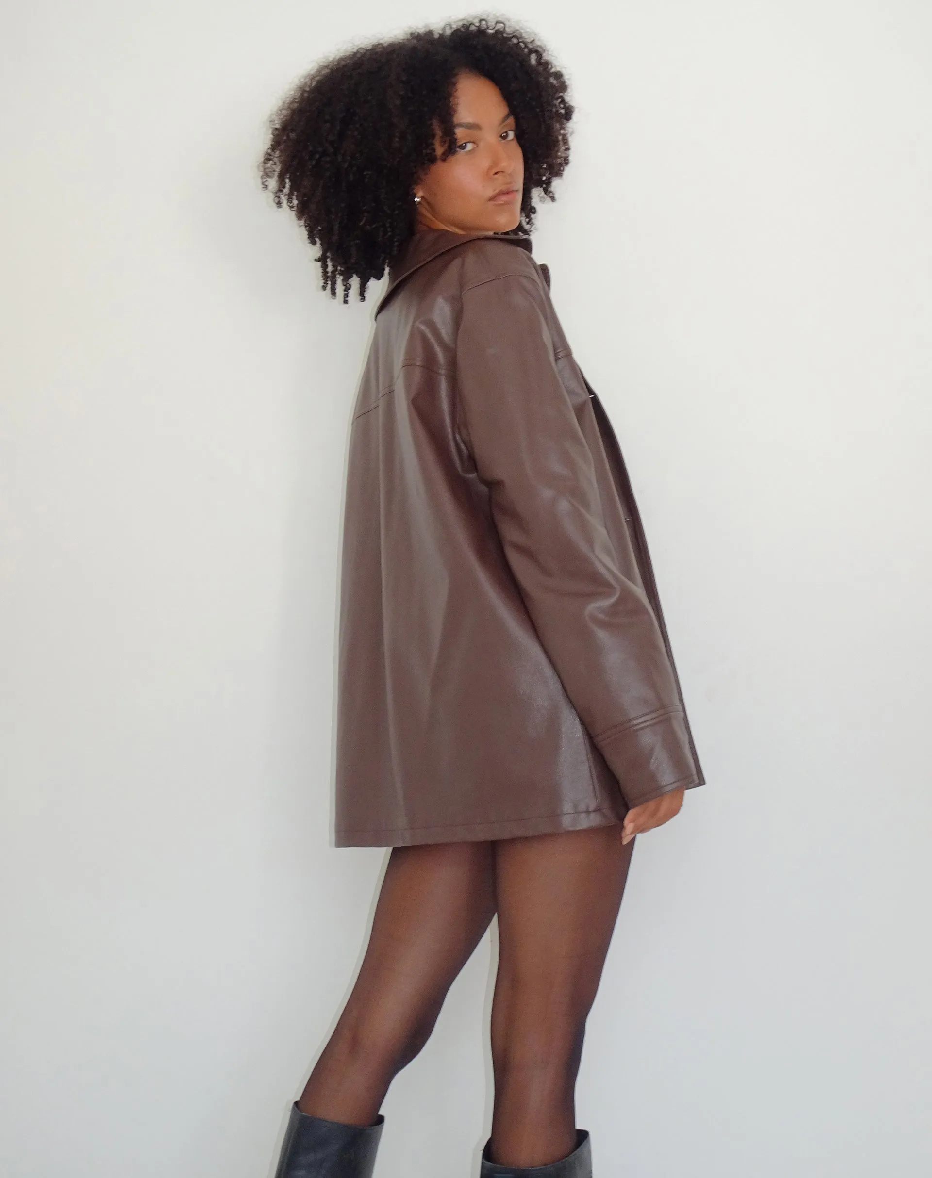 Walta Jacket in PU Truffle Brown sold by Motel Rocks product image thumbnail 5