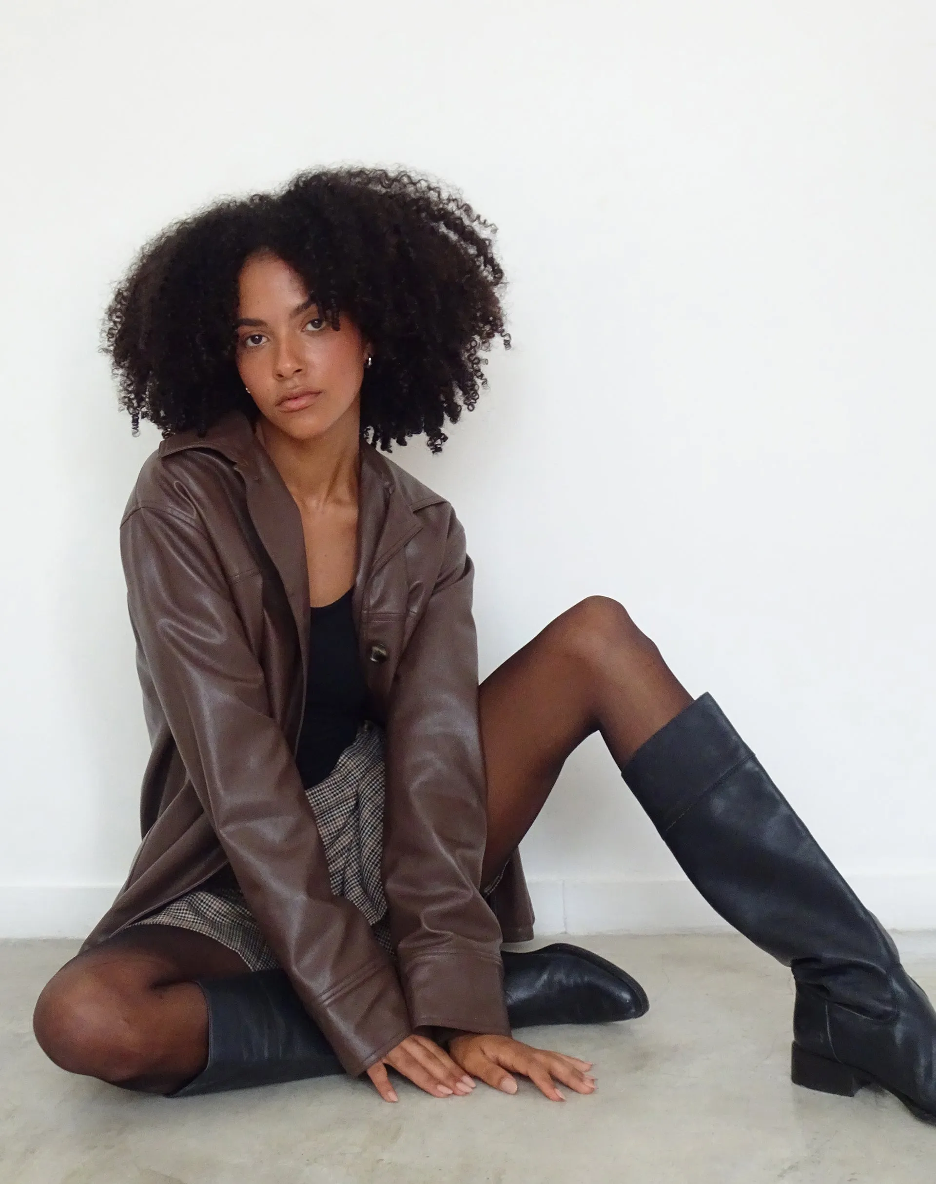 Walta Jacket in PU Truffle Brown sold by Motel Rocks product image thumbnail 2