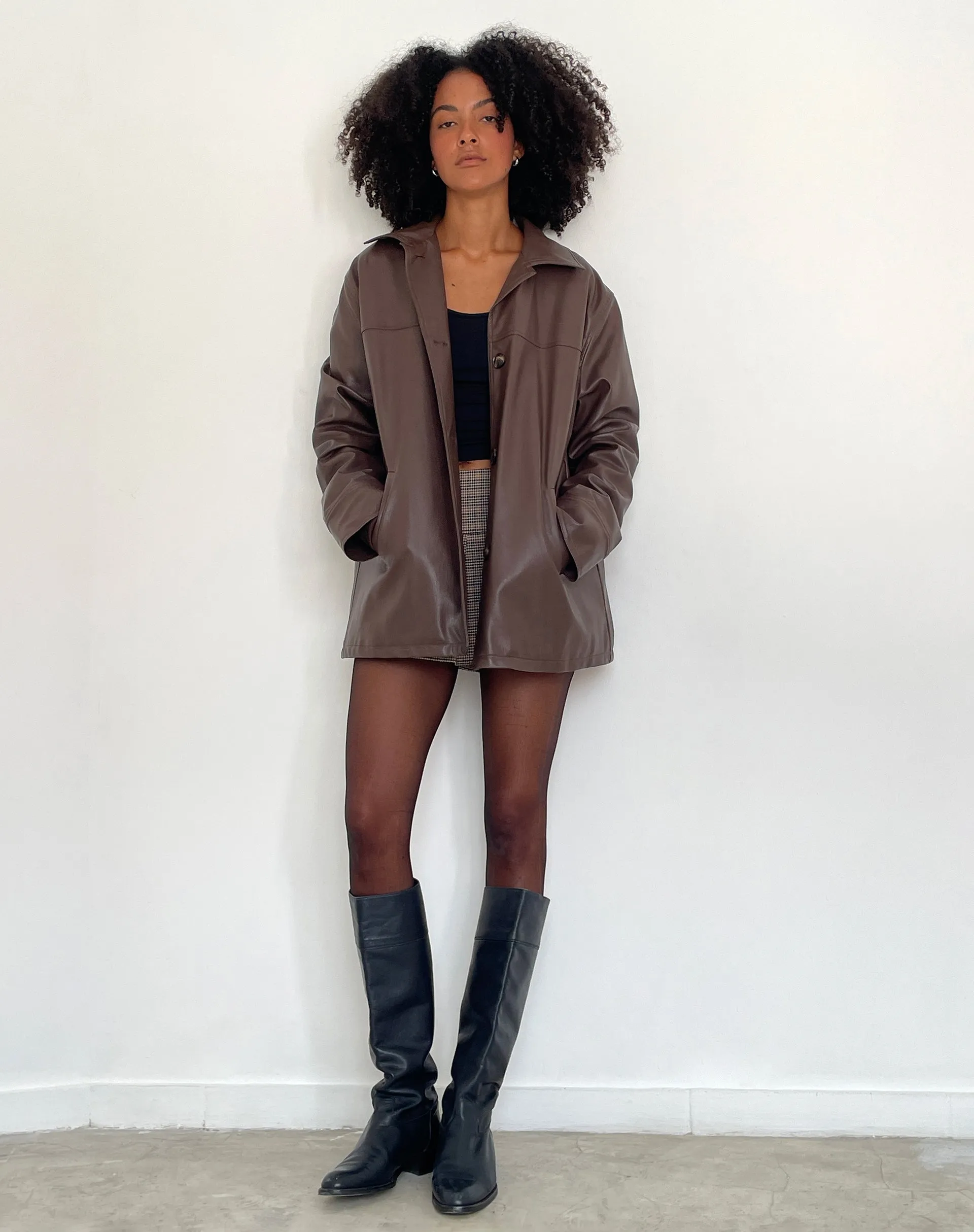 Walta Jacket in PU Truffle Brown sold by Motel Rocks product image thumbnail 3