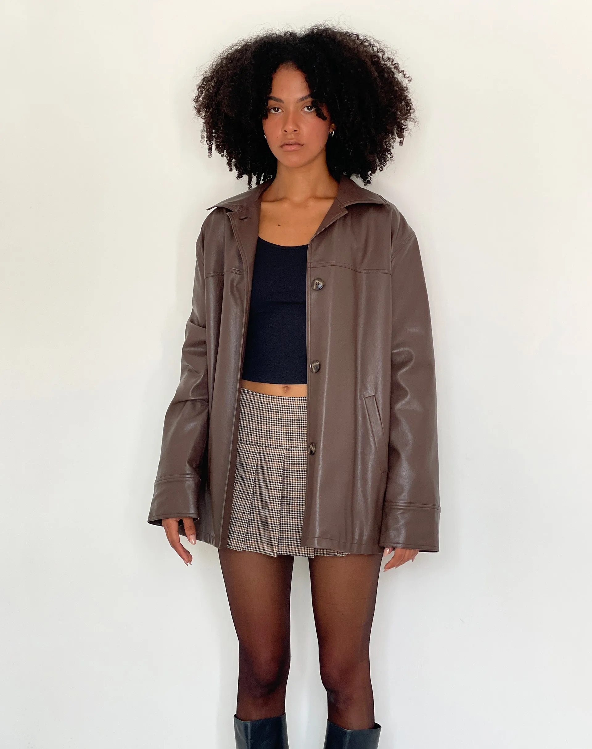 Walta Jacket in PU Truffle Brown sold by Motel Rocks product image thumbnail 4