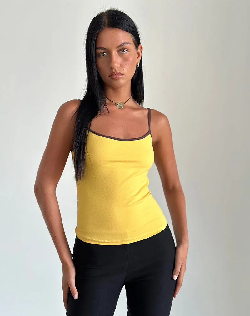 Solani Top in Yellow May with Deep Mahogony Binding sold by Motel Rocks