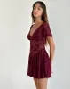 Geni Mini Dress in Botanical Flower Maroon sold by Motel Rocks