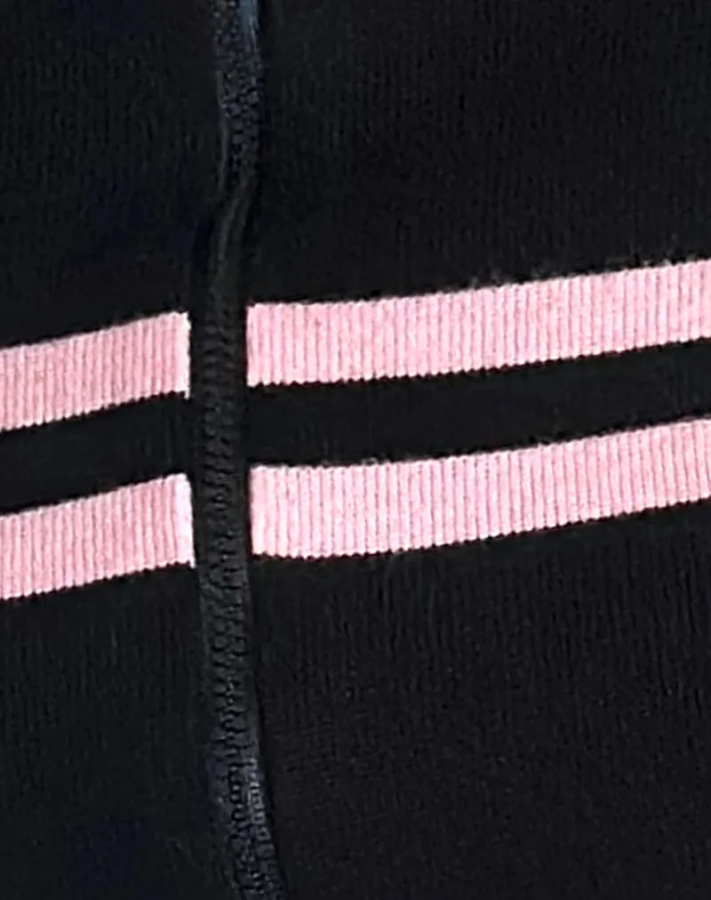 Talisa Zip Through Jacket in Black with Pink Stripe sold by Motel Rocks product image thumbnail 5