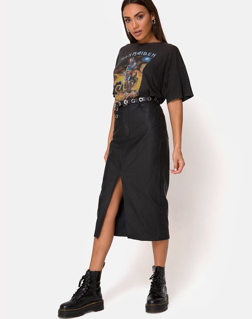 Pyra Midi Skirt in PU Black sold by Motel Rocks product image thumbnail 3