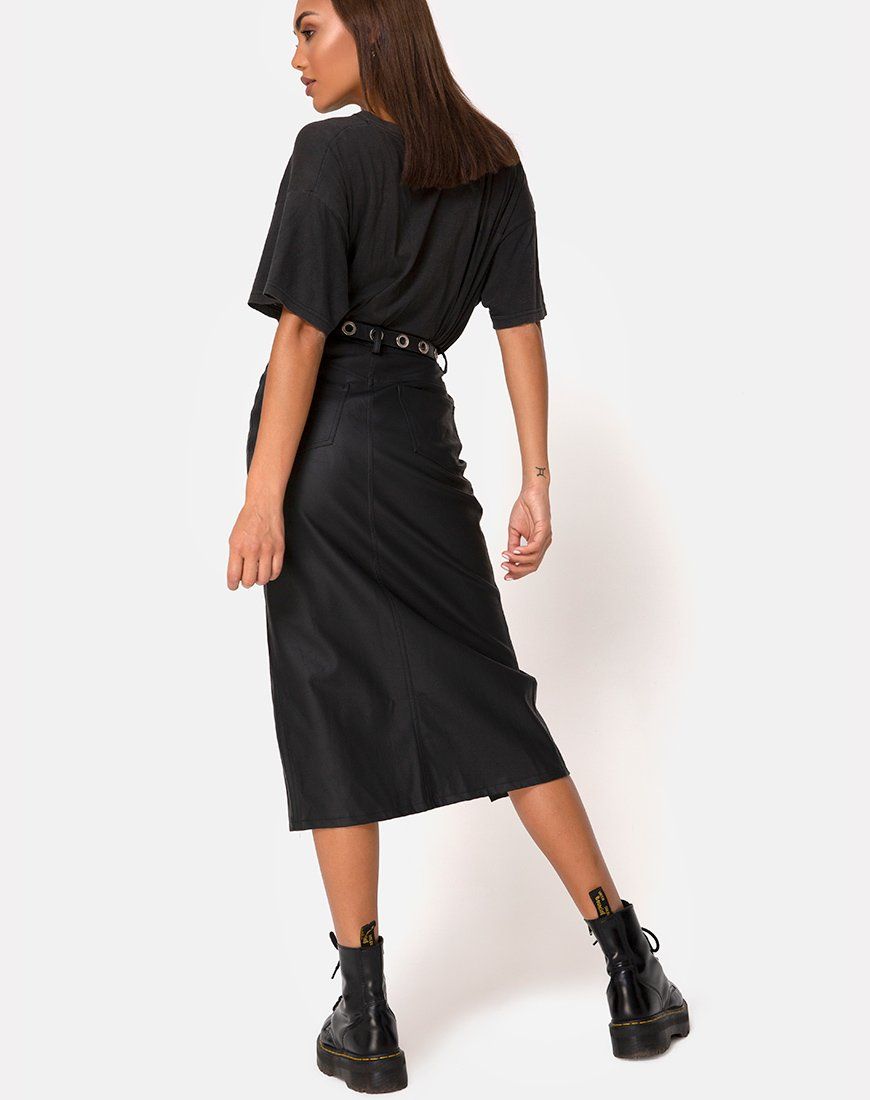 Pyra Midi Skirt in PU Black sold by Motel Rocks product image thumbnail 4