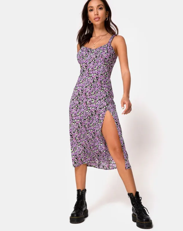 Jova Midi Dress in Lilac Blossom sold by Motel Rocks
