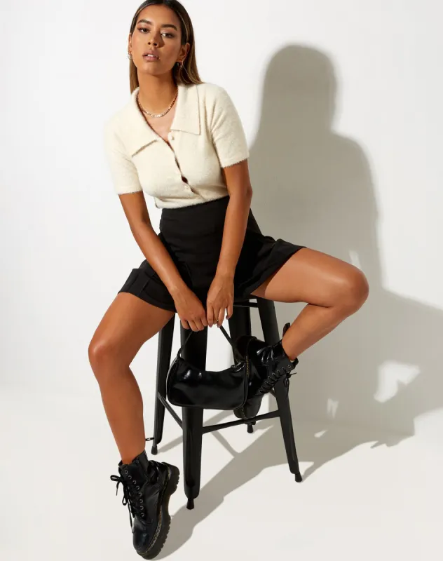 Pevita Crop Top in Fluffy Knit Ivory sold by Motel Rocks