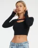 Brandy Long Sleeve Top in Black sold by Motel Rocks