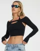Brandy Long Sleeve Top in Black sold by Motel Rocks