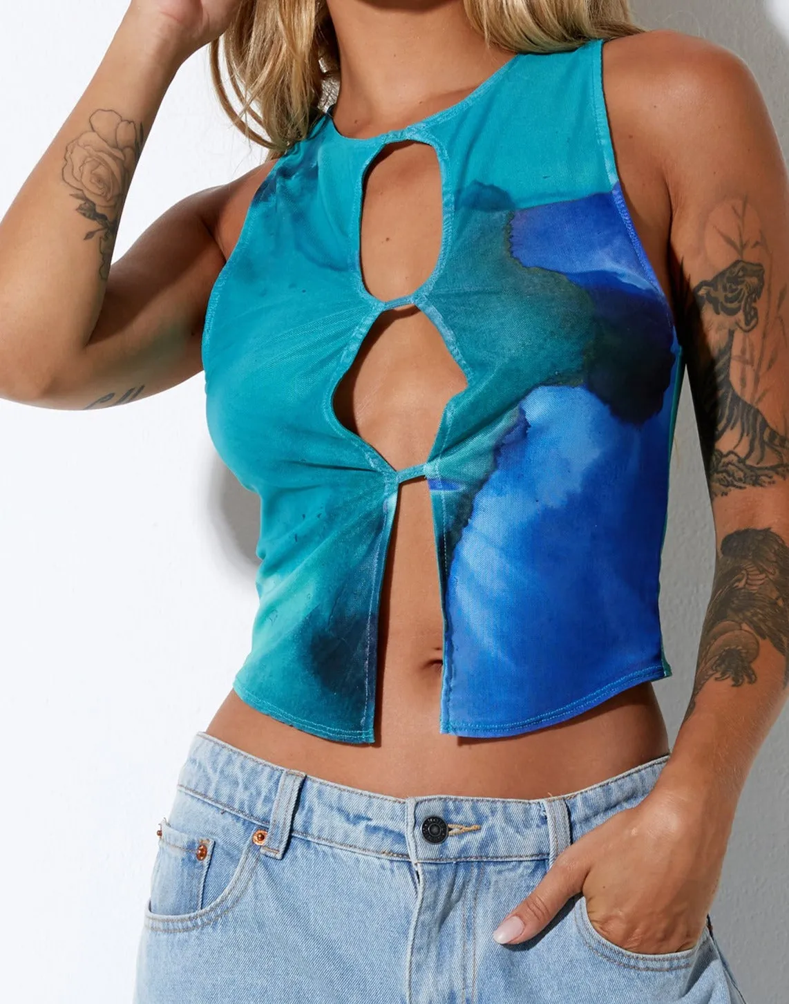 Nolan Crop Top in Fluid Watercolour Wash sold by Motel Rocks product image thumbnail 4