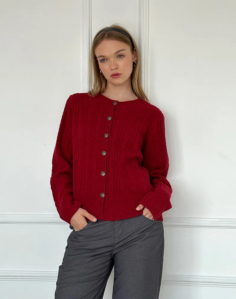 Bavana Cardigan in Deep Red sold by Motel Rocks