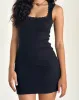 Jilly Mini Dress in Ribbed Black sold by Motel Rocks