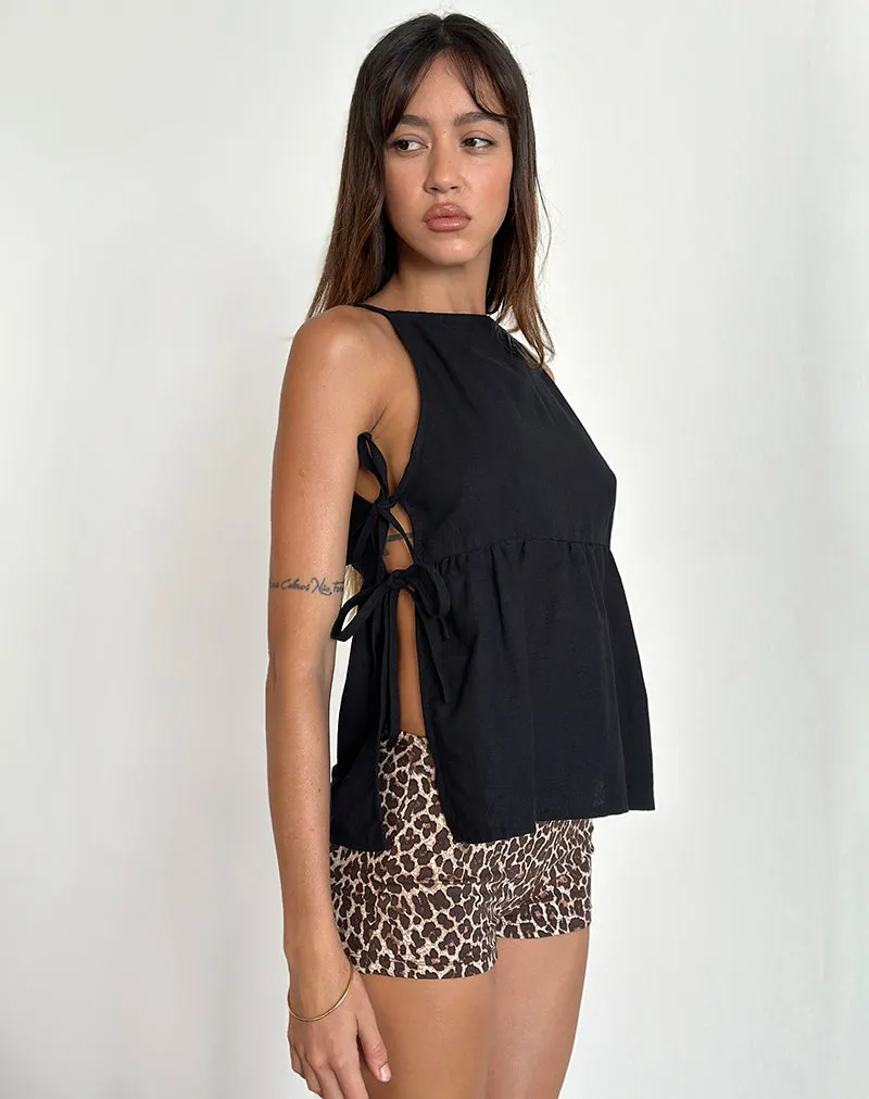 Palsi Tie Side Sleeveless Top in Black sold by Motel Rocks