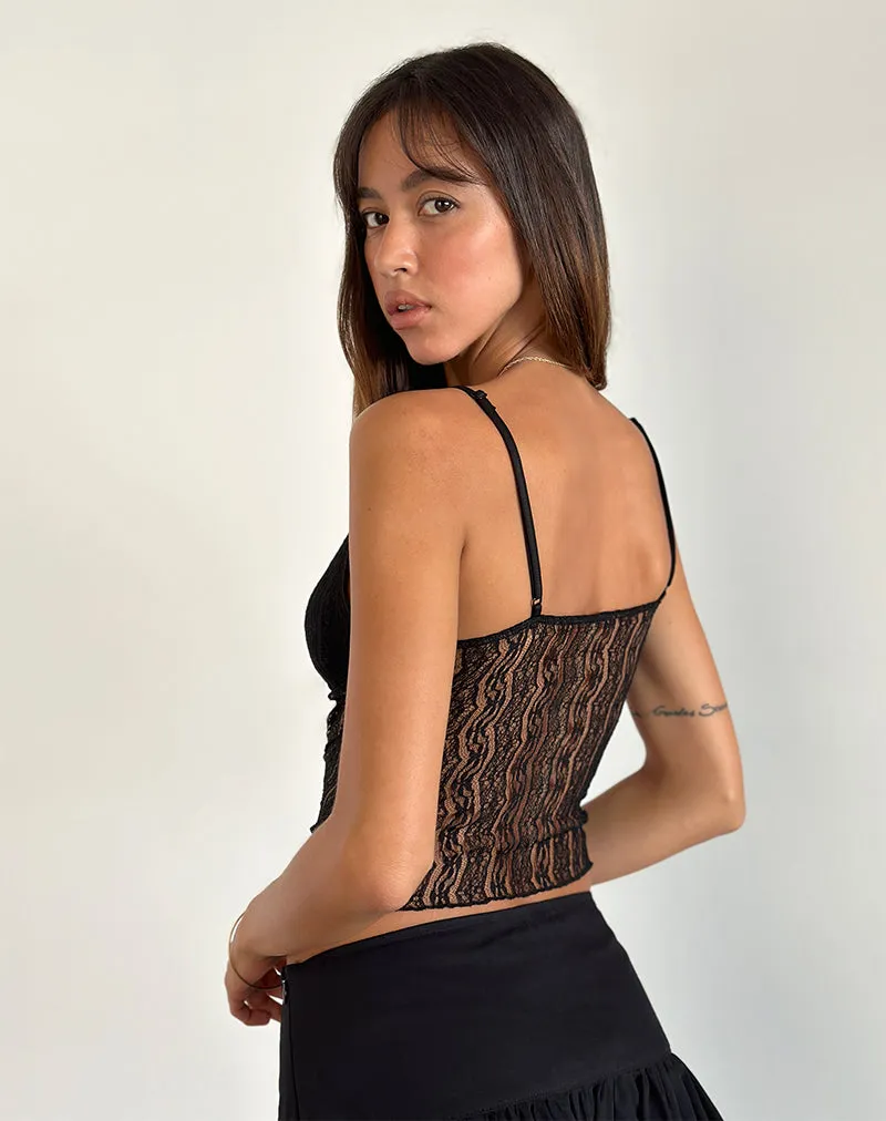 Megara Strappy Top in Lace Mesh Black sold by Motel Rocks product image thumbnail 3