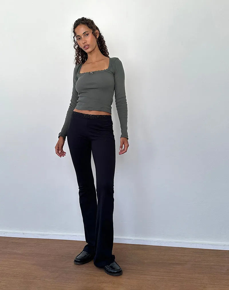 Bovita Long Sleeve Ribbed Top in Beluga Grey sold by Motel Rocks product image thumbnail 4