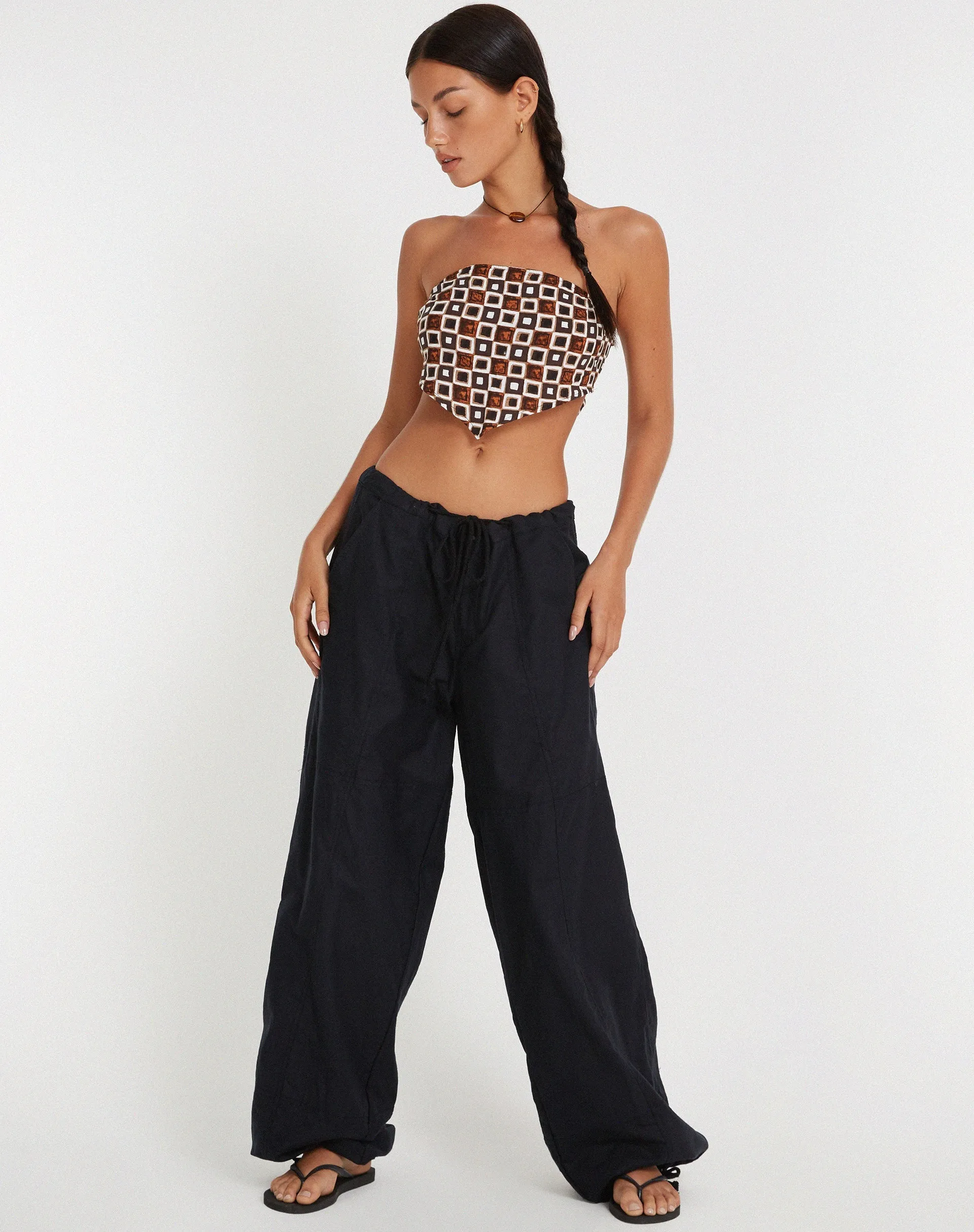 Nolda Crop Top on 90s Geo Brown sold by Motel Rocks product image thumbnail 4
