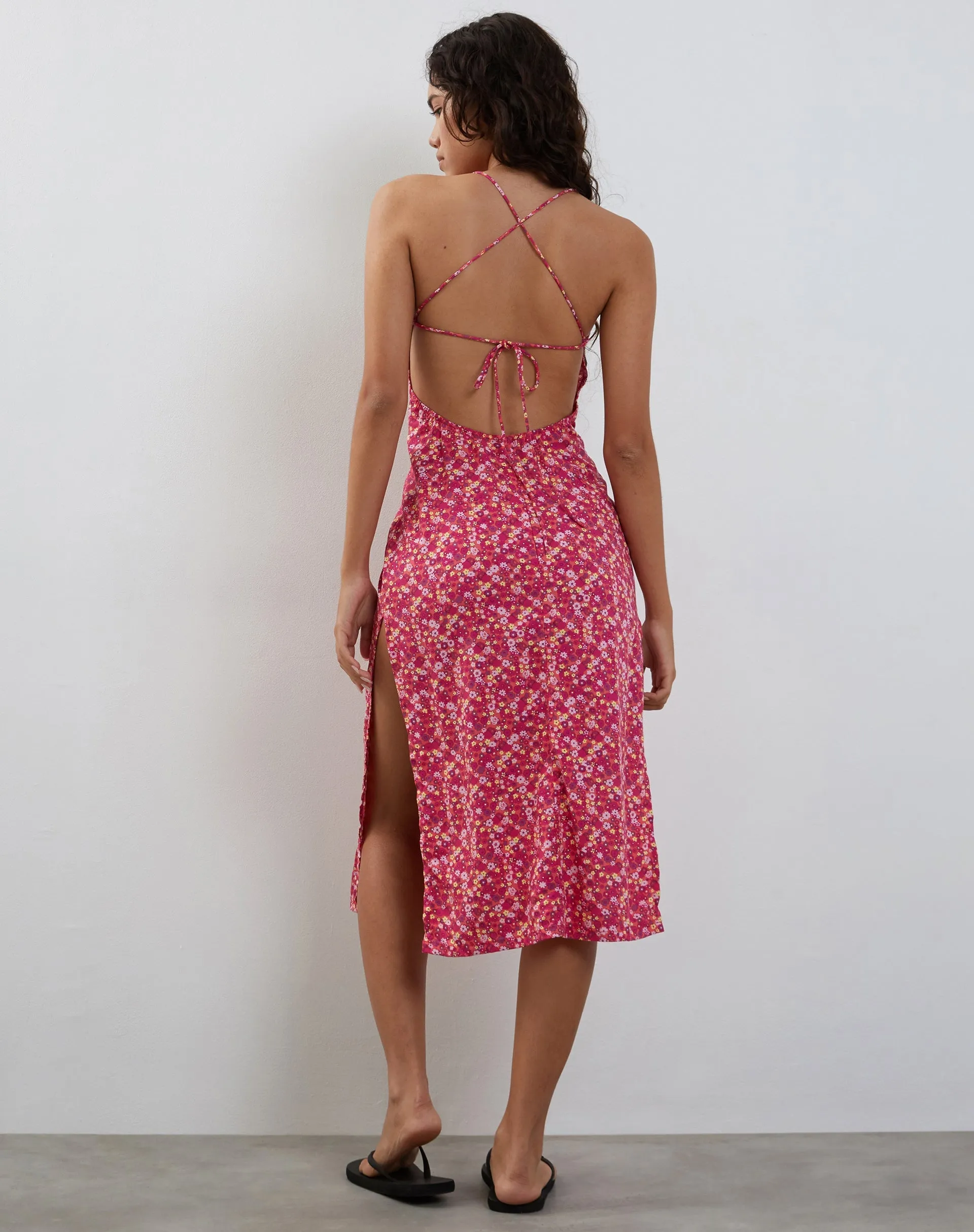 Nosita Midi Dress In Ditsy Floral Pink sold by Motel Rocks product image thumbnail 4