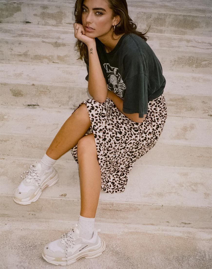 Tauri Midi Skirt in Pink Panther sold by Motel Rocks