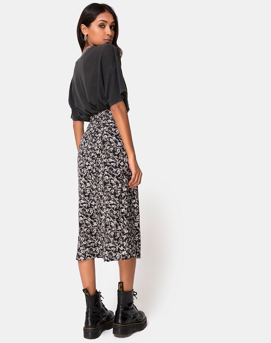 Saika Midi Skirt in Wild Tulip Black sold by Motel Rocks product image thumbnail 2